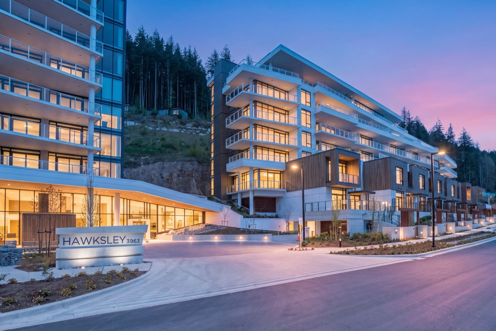 Condo building at twilight