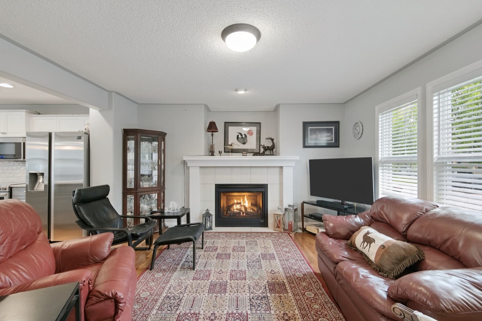 Living room delivered, fire lit